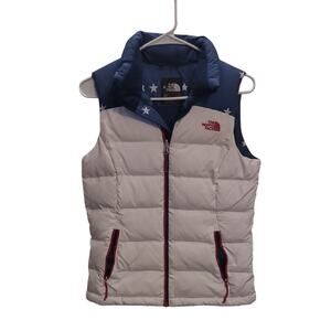 The North Face USA Olympian Quilted Red, White, and Blue Star Vest